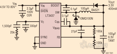 LT3437用于汽车应用的原理图和电源电流