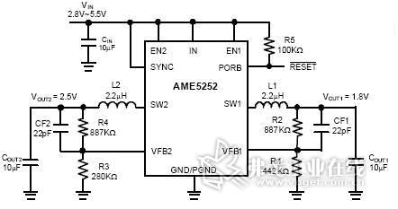 AME5252 Simple Application Circuit
