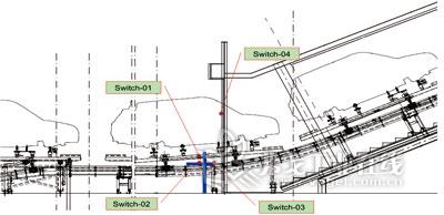 图9  桥式烘干室入口错位检测装载的安装位置