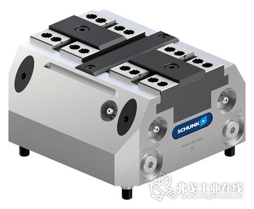紧凑型 SCHUNK TANDEM plus 140 夹持模块的设计特别适用于机器人的自动化机床上料。